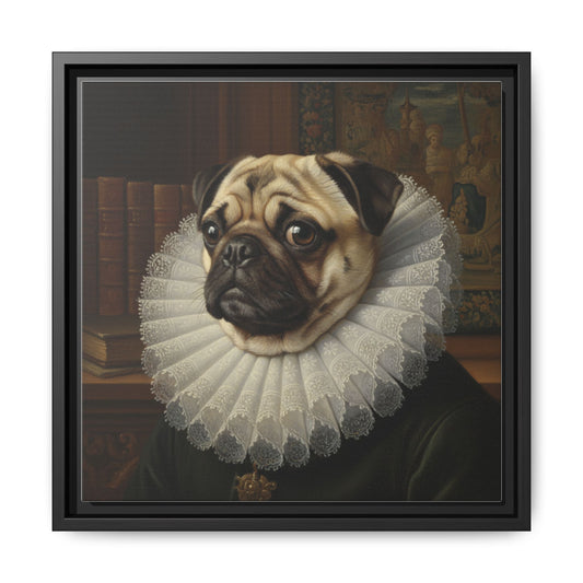 Custom Whimsical Pug Portrait Canvas, Cute Dog Art Print, Pet Lover Gift, Home Decor, Fun Wall Art, Quirky Dog Painting