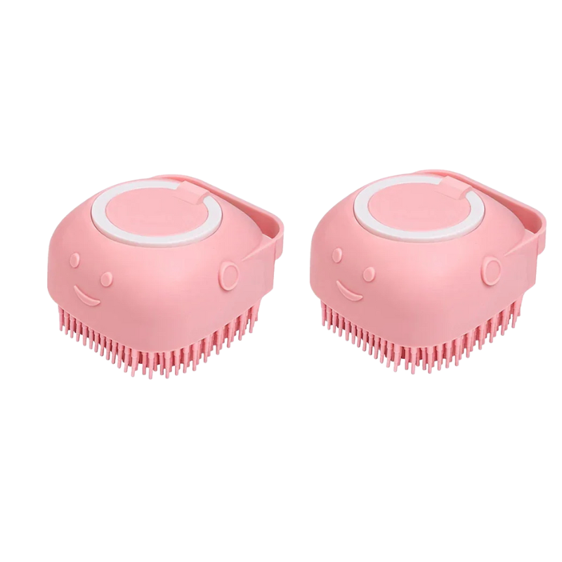 Dog Bathing Brush with Shampoo Dispenser – Soft Silicone Massage Tool