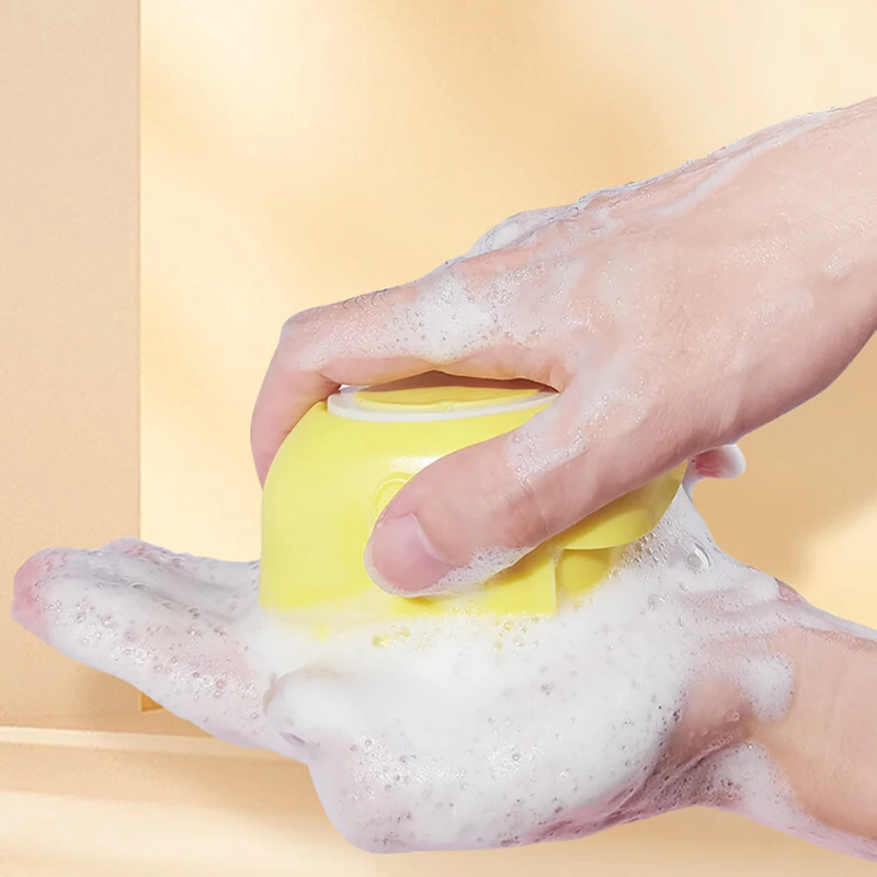 Dog Bathing Brush with Shampoo Dispenser – Soft Silicone Massage Tool