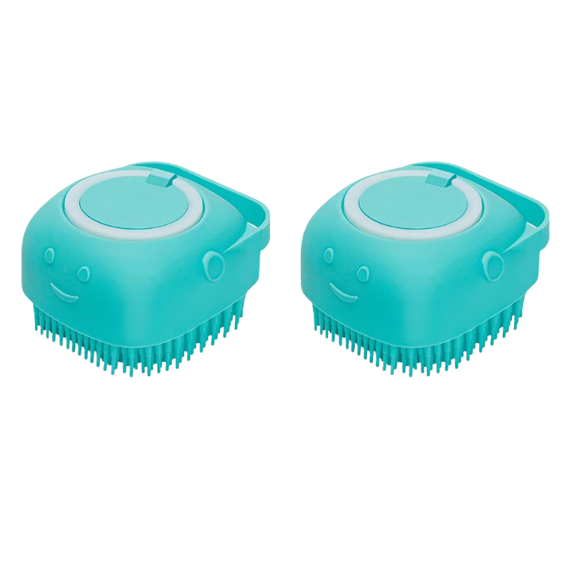 Dog Bathing Brush with Shampoo Dispenser – Soft Silicone Massage Tool