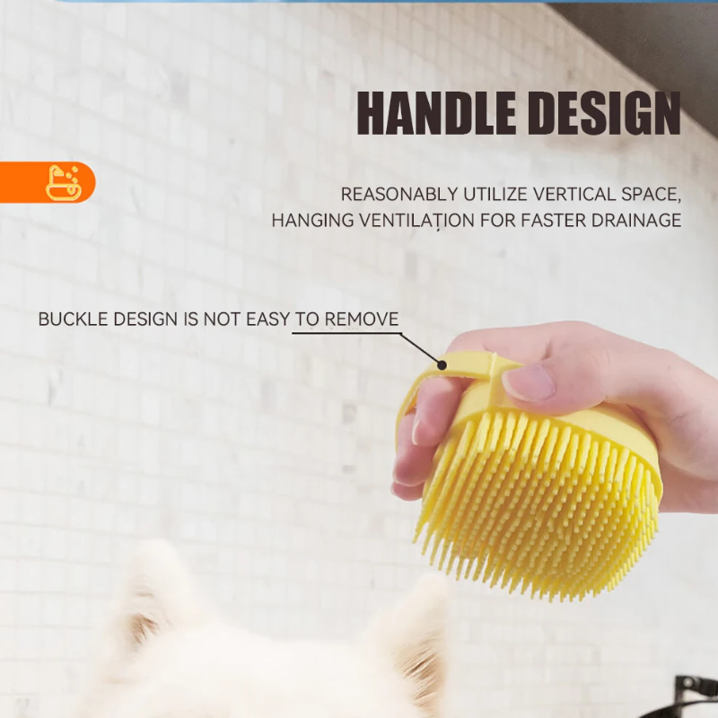 Dog Bathing Brush with Shampoo Dispenser – Soft Silicone Massage Tool