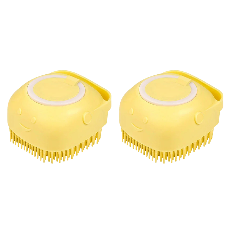 Dog Bathing Brush with Shampoo Dispenser – Soft Silicone Massage Tool