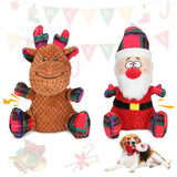 Christmas Dog Toys – 2-Pack Santa & Reindeer Squeaky Plush Set