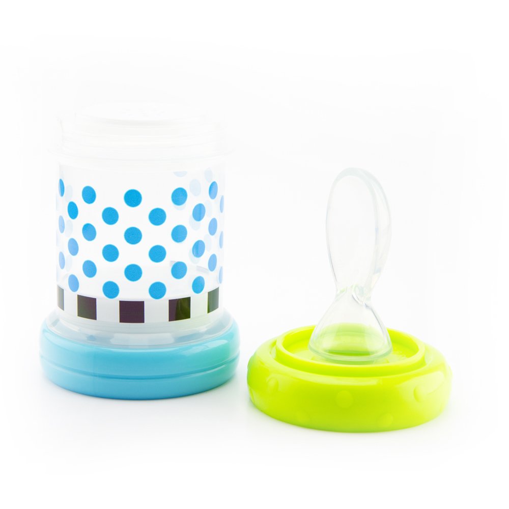Sassy Baby Food Nurser – 4+ Months Set of 2- 4oz 100% Silicone Nipple and Spoon BPA-Free