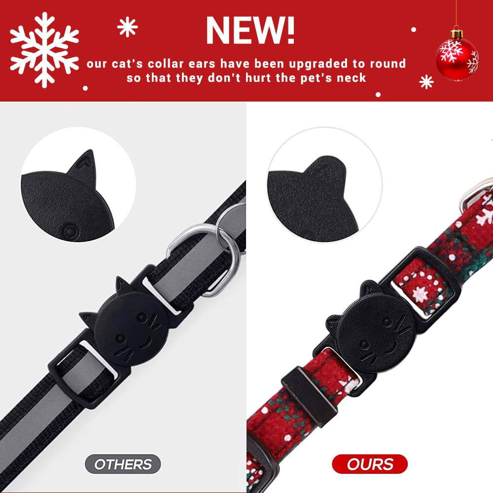 4 Pack Christmas Cat Collars with Bow Tie & Bell