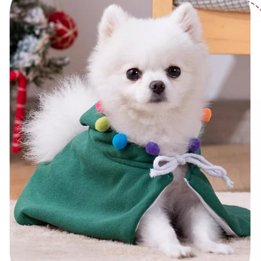 ANIAC Pet Christmas Costume – Cozy Cloak & Hat Set for Cats and Small Dogs