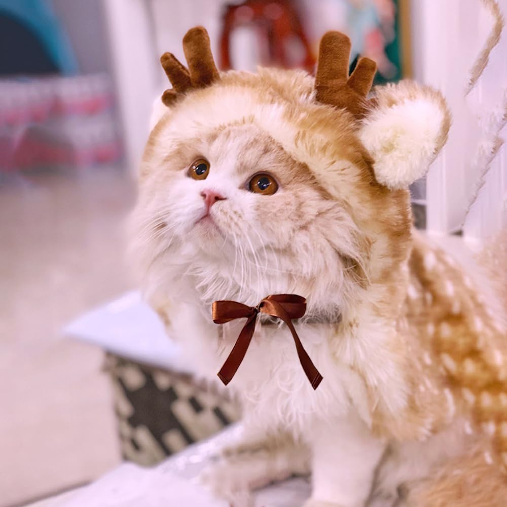 ANIAC Pet Christmas Costume – Cozy Cloak & Hat Set for Cats and Small Dogs