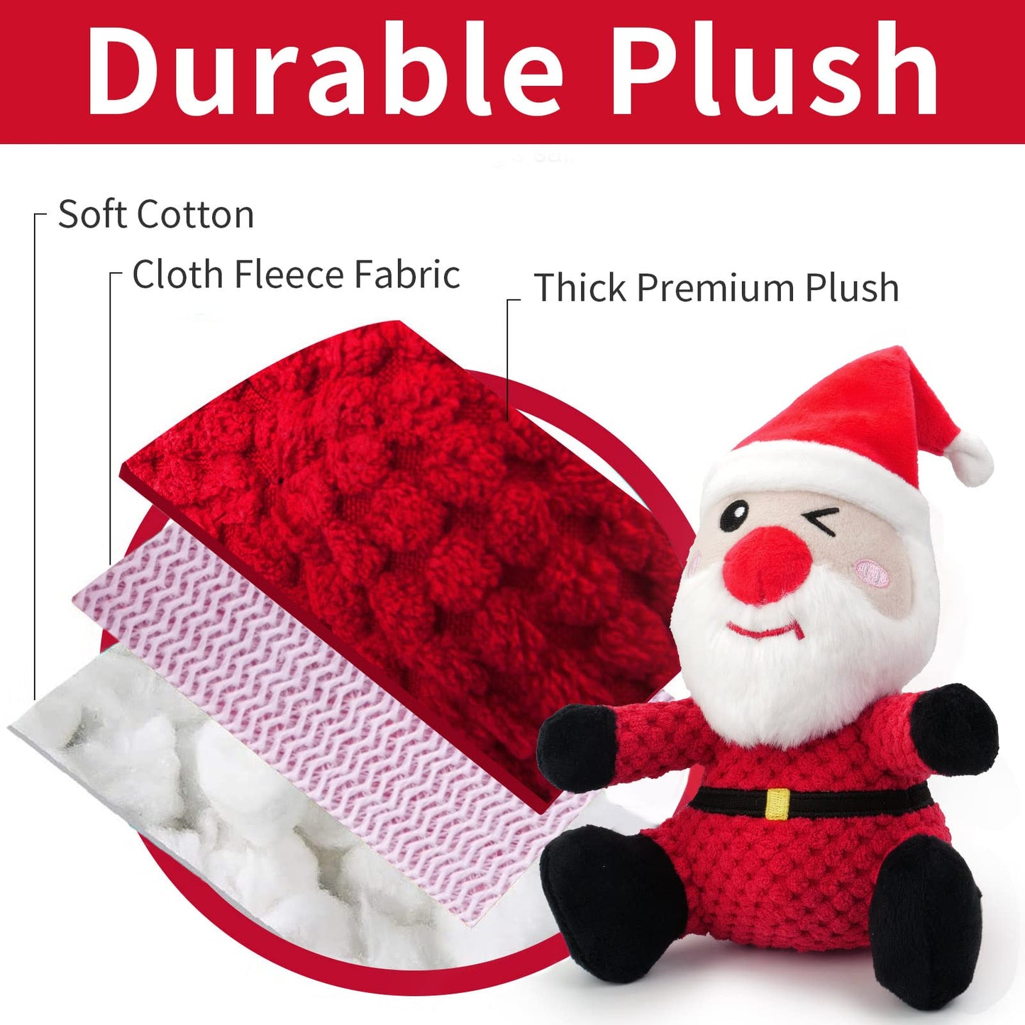Christmas Dog Squeaky Toys 3-Pack Plush Chew Set