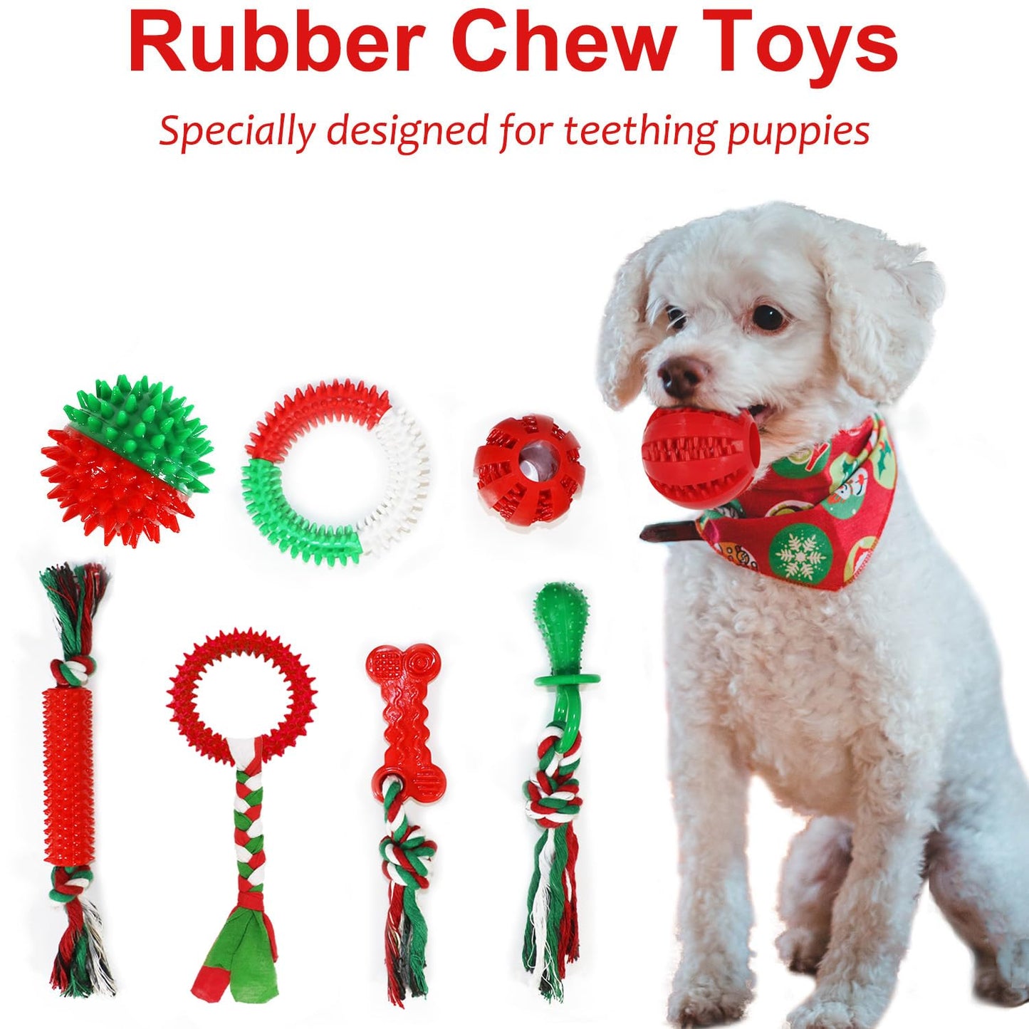 Christmas Dog Toys Bulk 15 Pack – Holiday Puppy Chew & Rope Gift Set