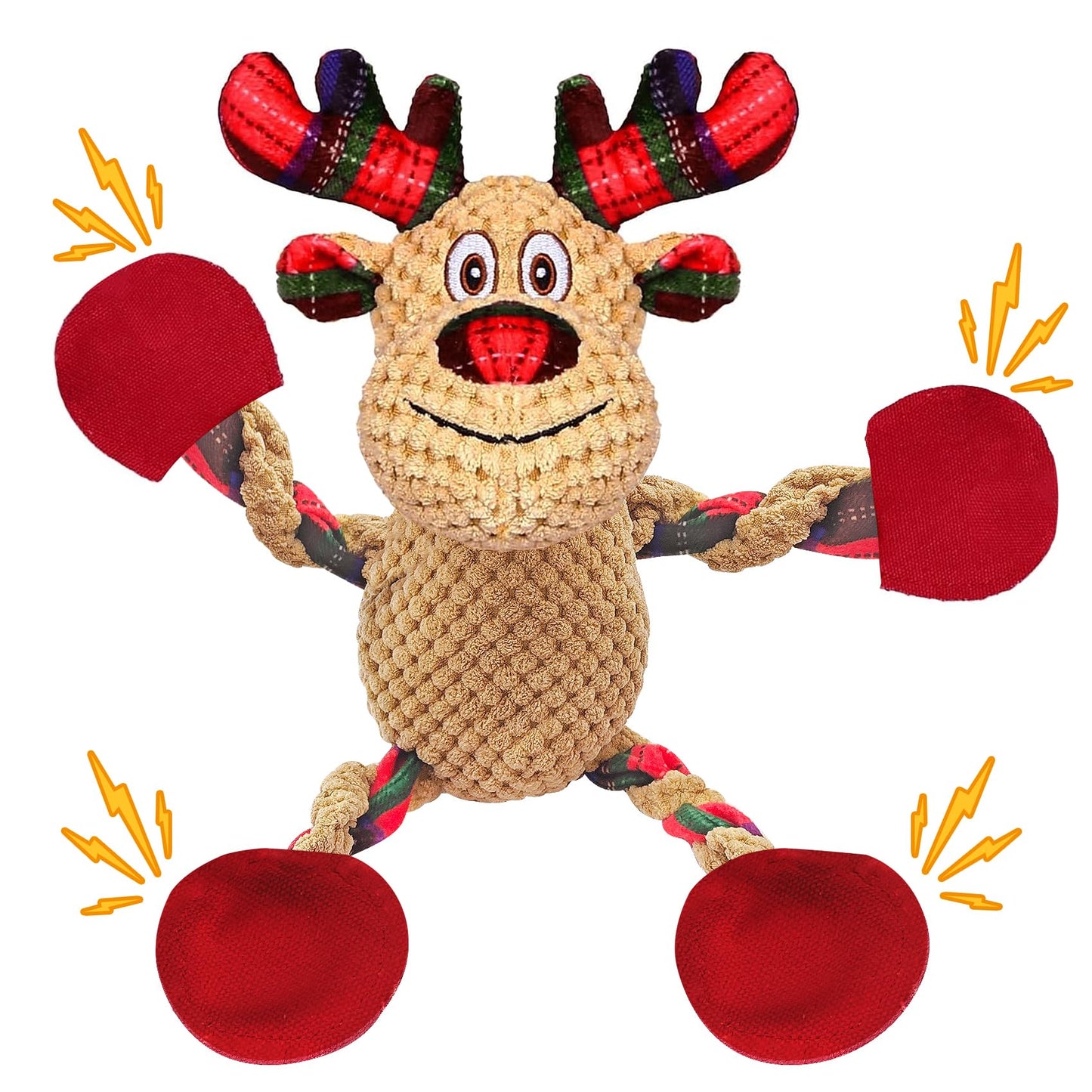 Motsamla Christmas Dog Toy – Plush Squeaky Reindeer with Crinkle Paper