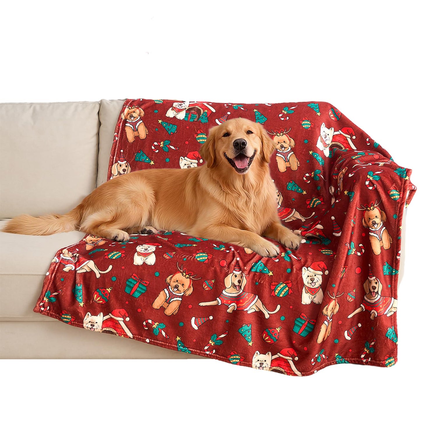 Christmas Blanket for Large Dogs – Waterproof Reversible Couch Cover