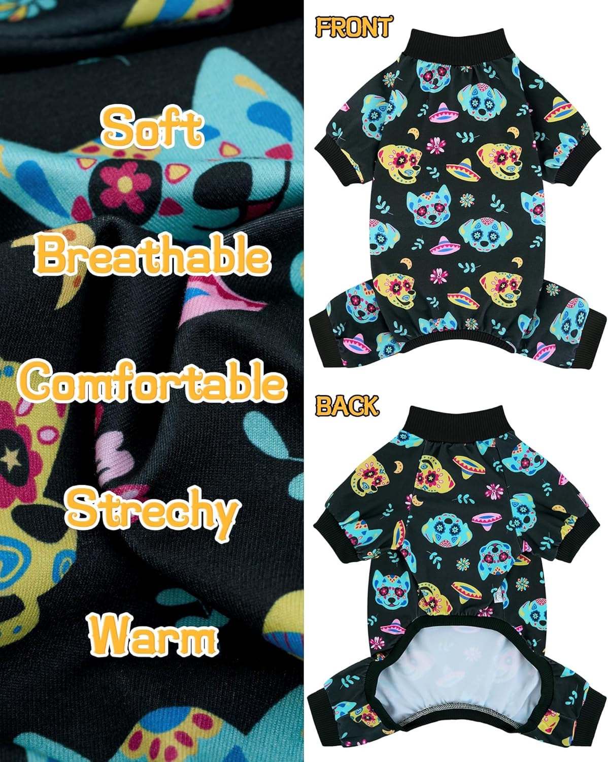 4 Pack Halloween Dog Pajamas – Stretchy, Cute, and Cozy