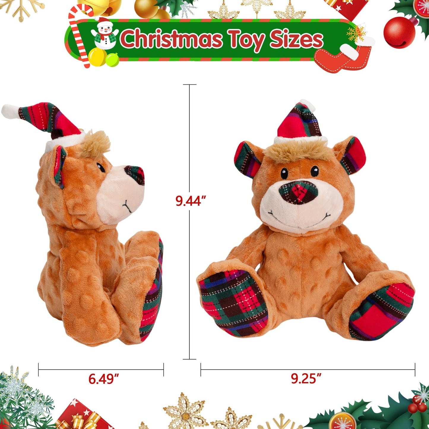 Motsamla Christmas Dog Toy – Plush Squeaky Reindeer with Crinkle Paper