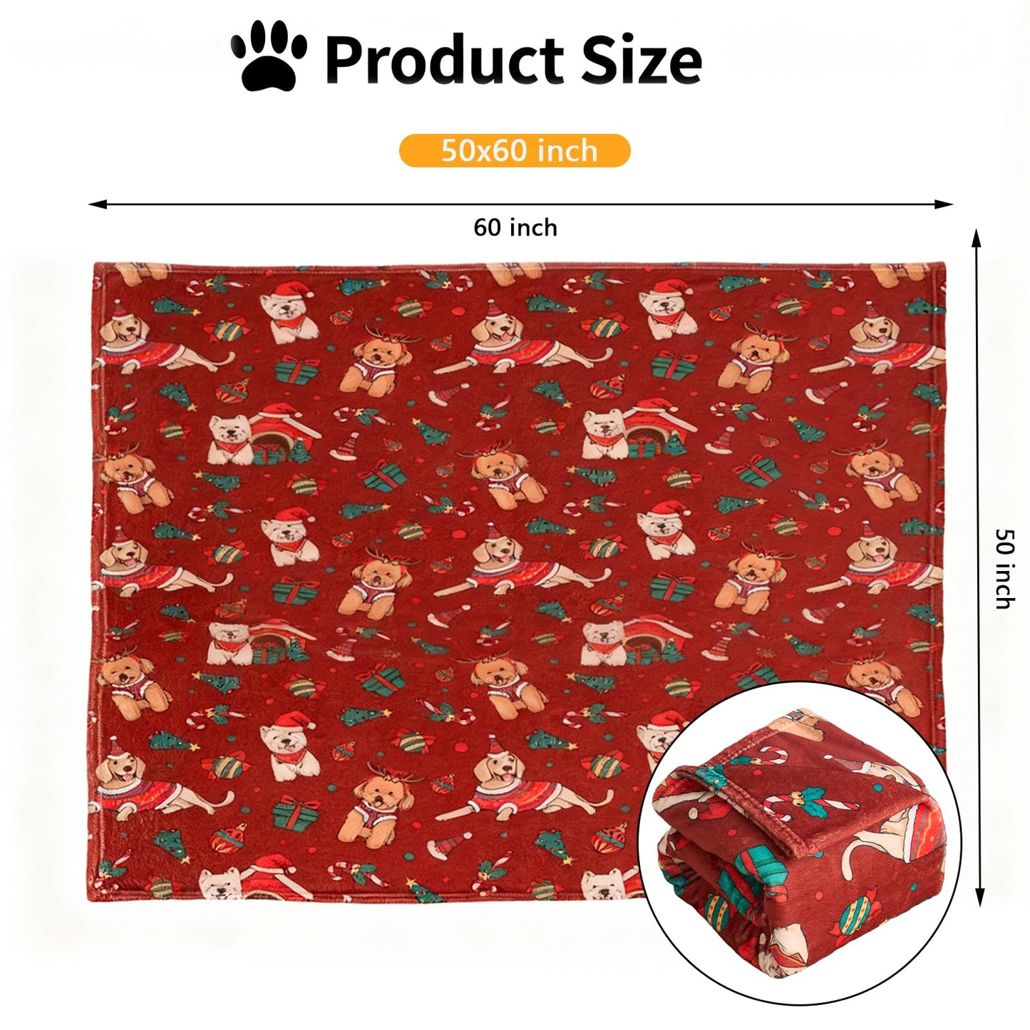 Christmas Blanket for Large Dogs – Waterproof Reversible Couch Cover