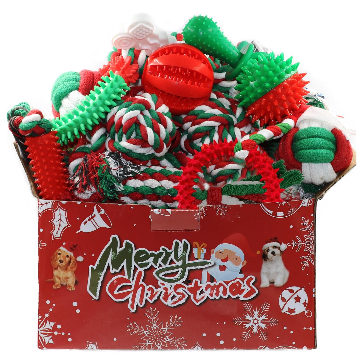 Christmas Dog Toys Bulk 15 Pack – Holiday Puppy Chew & Rope Gift Set