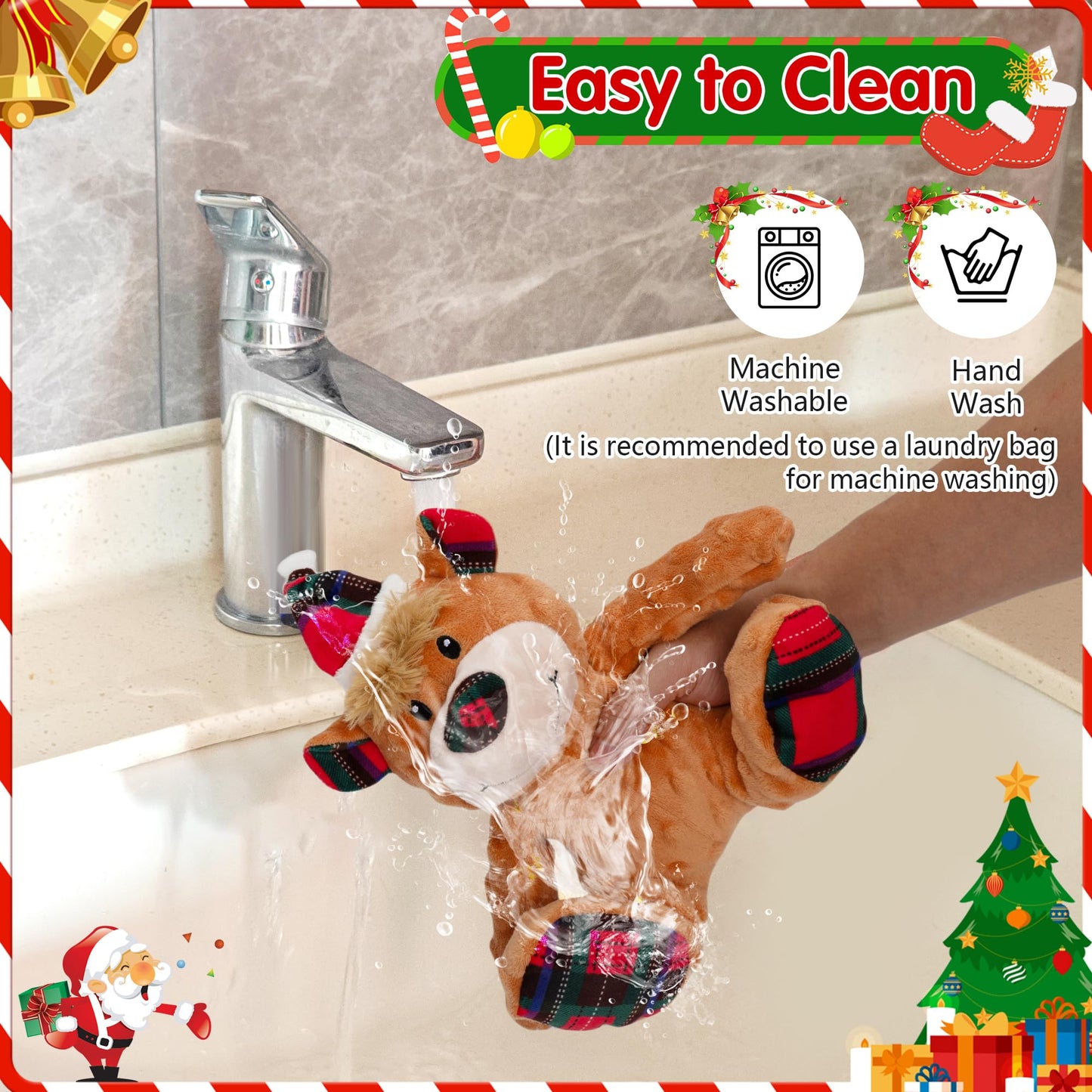 Motsamla Christmas Dog Toy – Plush Squeaky Reindeer with Crinkle Paper