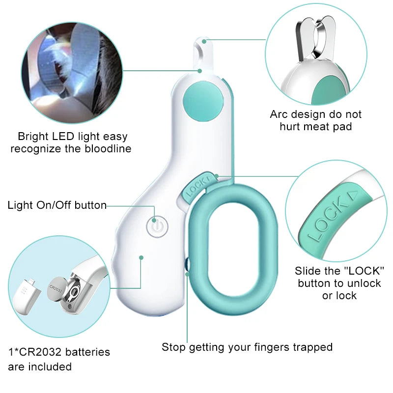 LED Pet Nail Clipper Claw Grooming Scissors for Cats Small Dogs - WTN Essentials