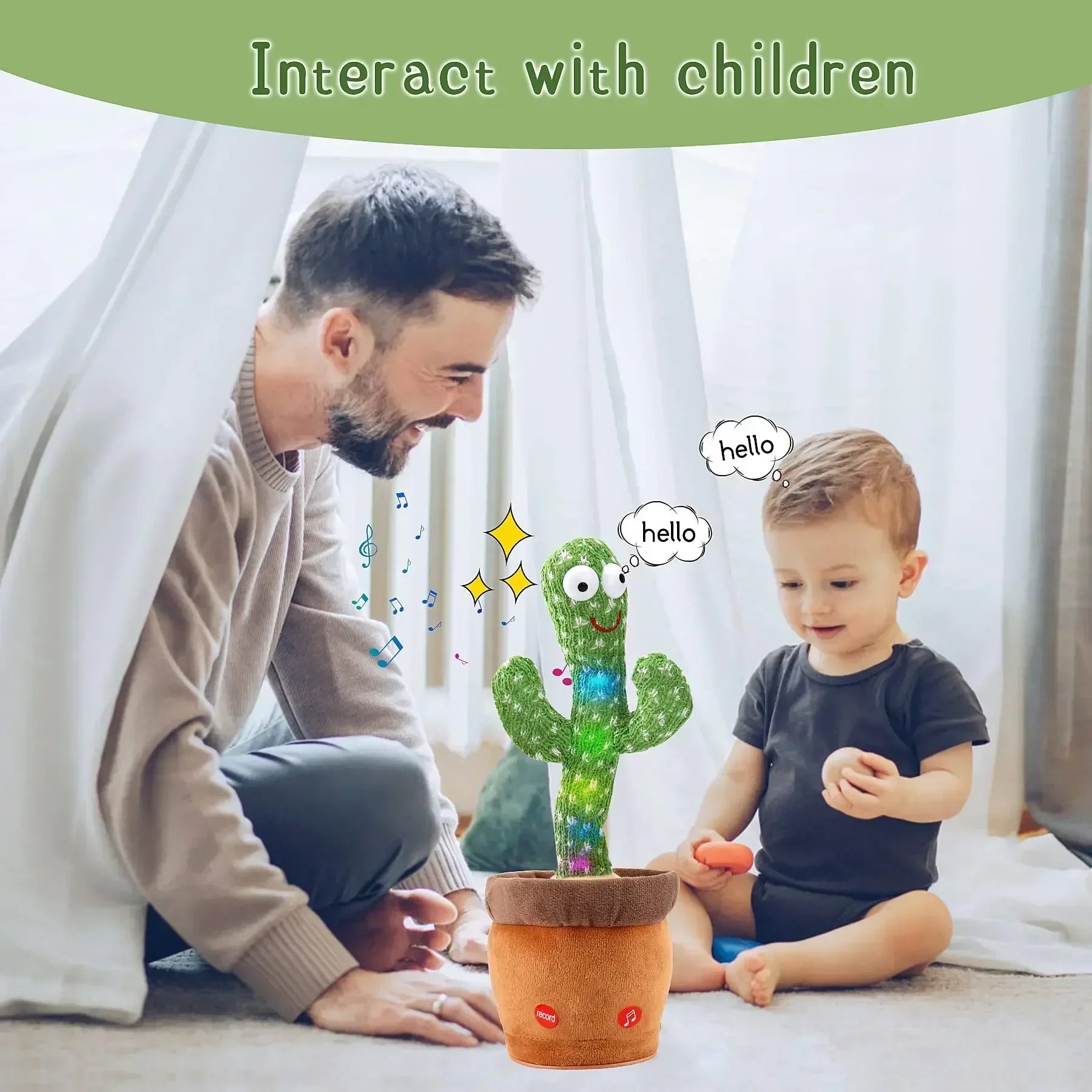 A Cactus Toy That Can Speak, Sing and Dance, Interactive Learning and Music for Children, Supporting Charging and Battery Models