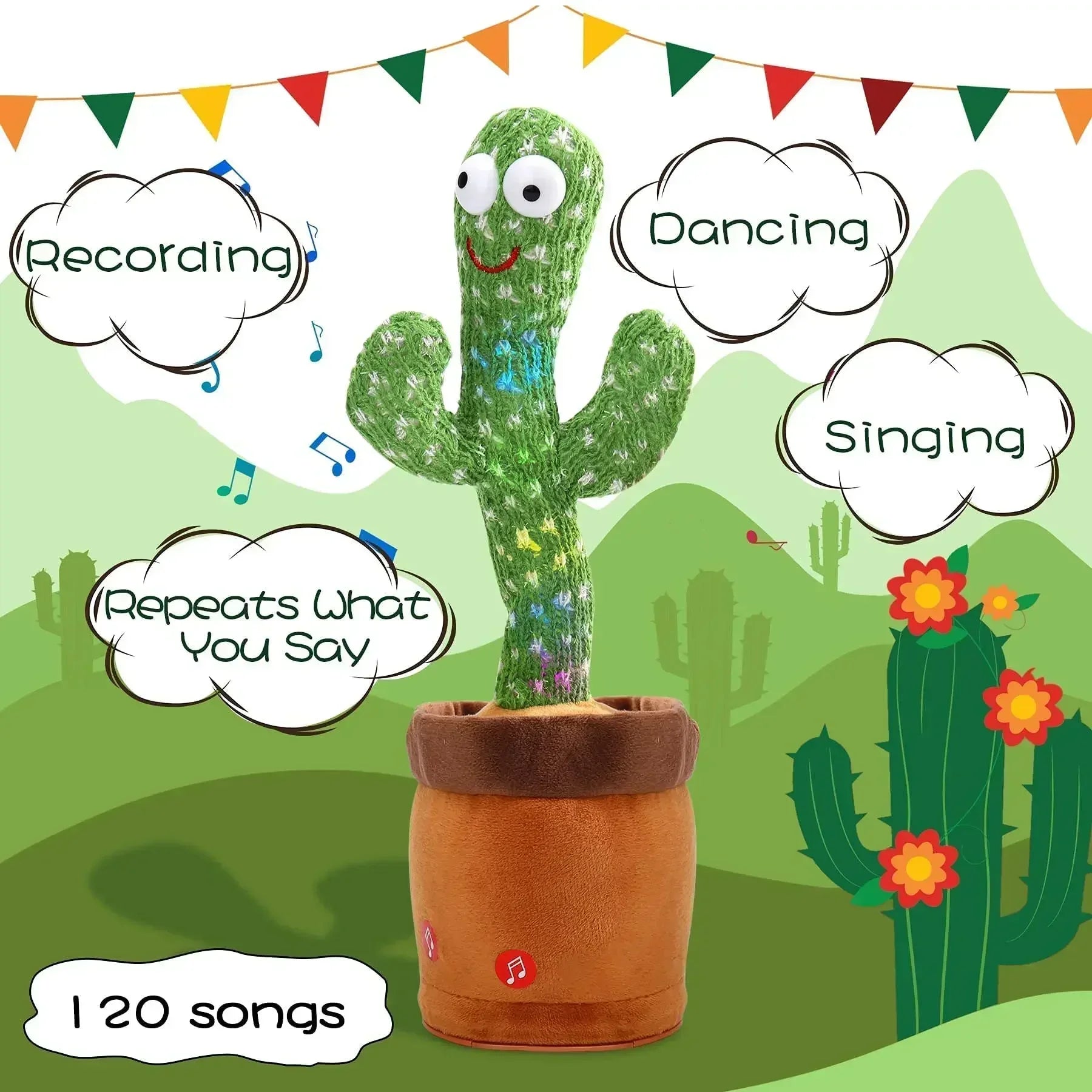 A Cactus Toy That Can Speak, Sing and Dance, Interactive Learning and Music for Children, Supporting Charging and Battery Models