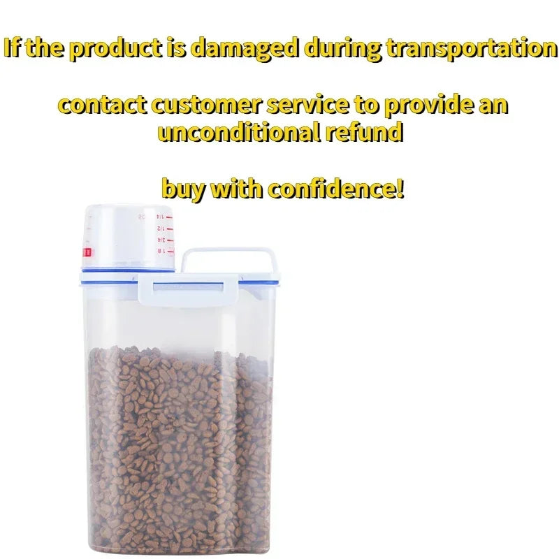 Dog & Cat Food Storage Container – 1.5kg/2kg with Measuring Cup
