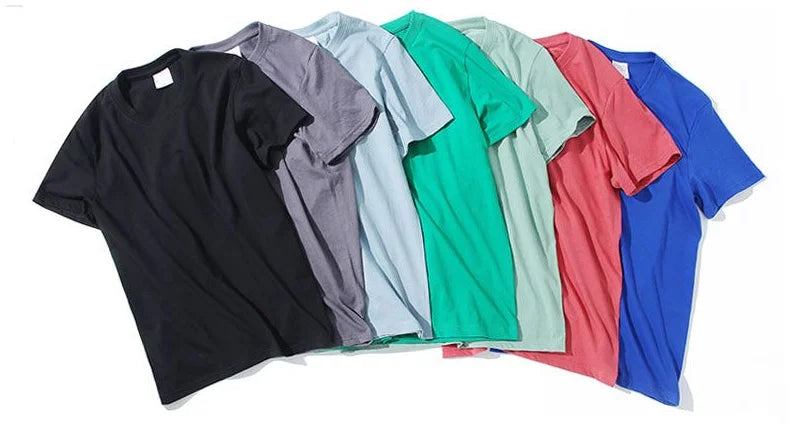 100% cotton solid color T-shirt, available in a variety of sizes from M to 4XL.