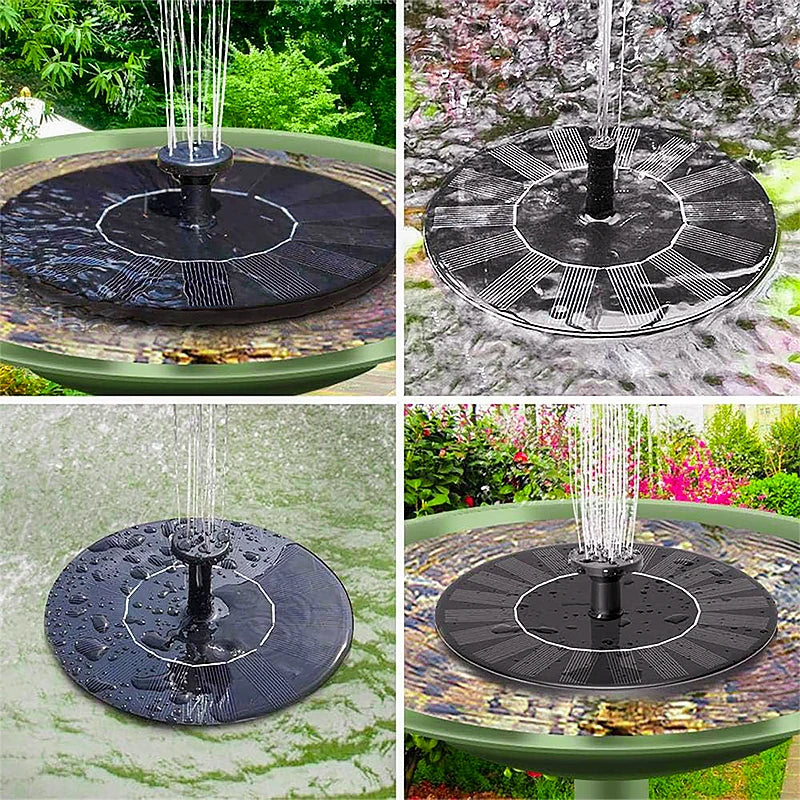 Garden pond with floating solar pump