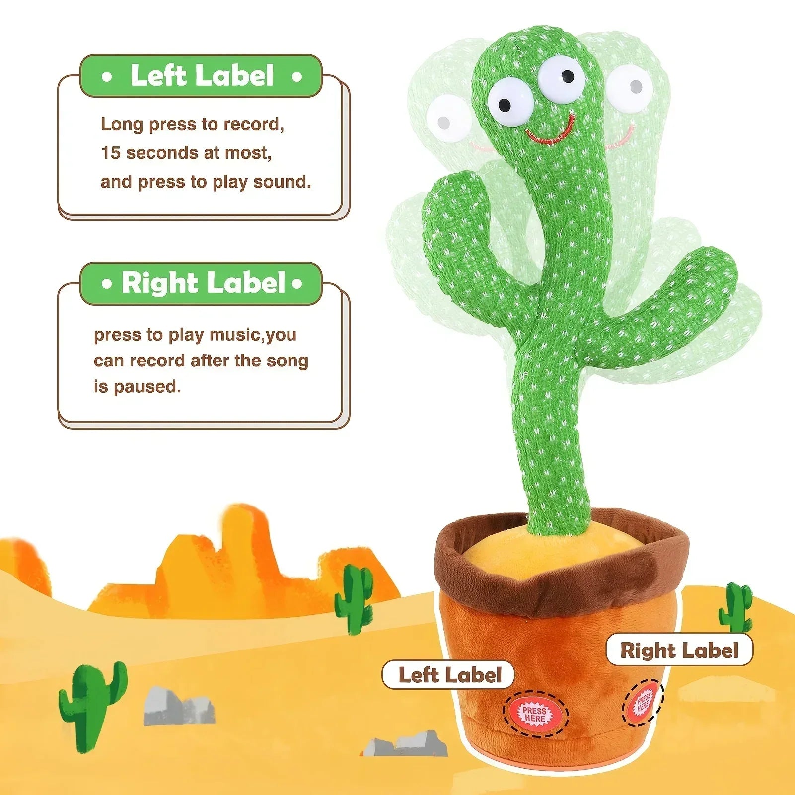 A Cactus Toy That Can Speak, Sing and Dance, Interactive Learning and Music for Children, Supporting Charging and Battery Models