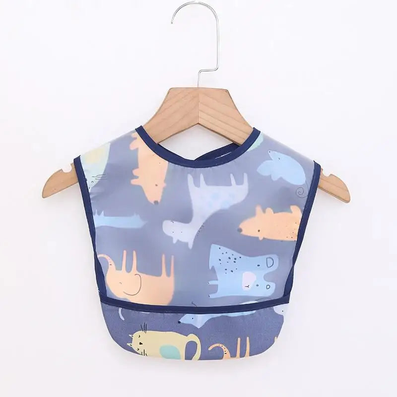 Baby Kids Toddler Long Sleeve Scarf Waterproof Art Smock Feeding Bib Apron Pocket Infant Boys Girls Burp Cloth Bandana Bibs