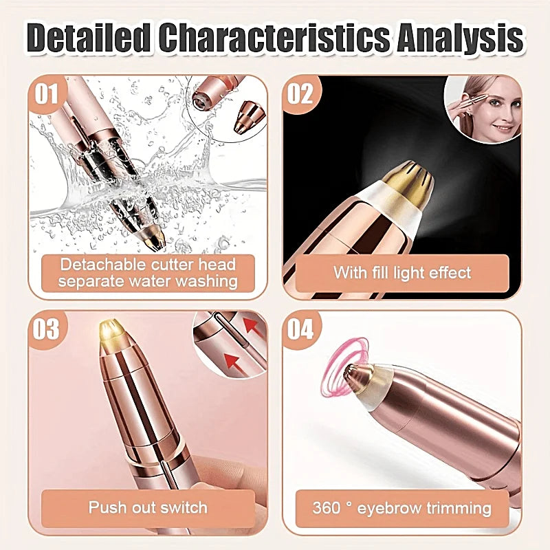 Electric Eyebrow Trimmer USB Rechargeable Mini Electric Eyebrow Trimmer - Convenient and Easy Facial Beauty Trimmer