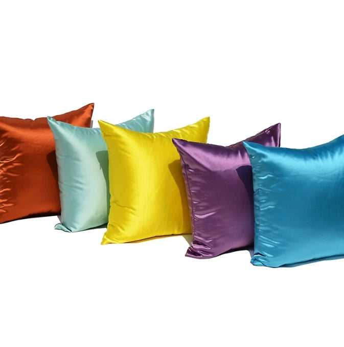 Imitated Silk Pillow Case 100% Satin Cushion Cover 50X50 Solid Pillowcase 60x60cm Home Decor for Sofa Chair 45x45 40X40 Smooth