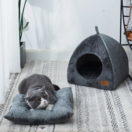 New Triangle Cat Nest Closed Cat House Pet Nest Warm and Thickened Deep Sleep Dog Nest Pet Supplies Closed Cat bed cat tents - WTN Essentials