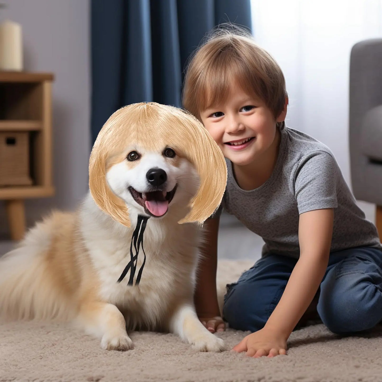 Funny Pet Cosplay Wig – Dog & Cat Costume Hair Hat for Halloween