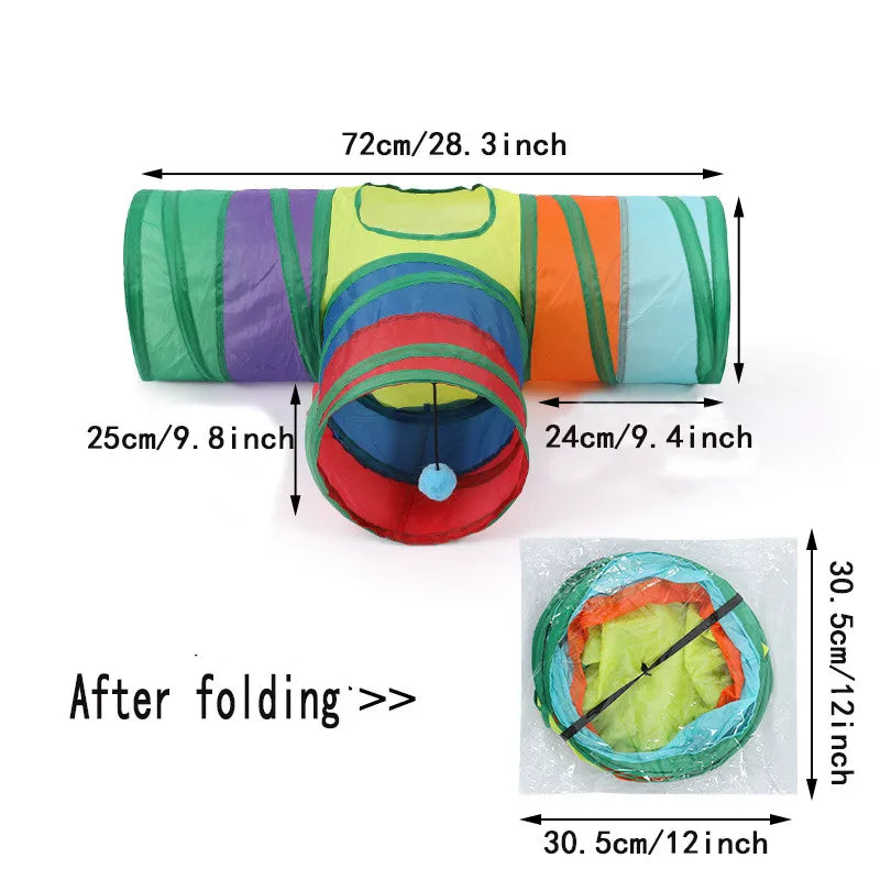 Cat Tunnel Foldable Cat Tunnel Pet Supplies Cat S T Y Pass Play Tunnel Cat Toy Breathable Drill Barrel for Indoor loud paper - WTN Essentials