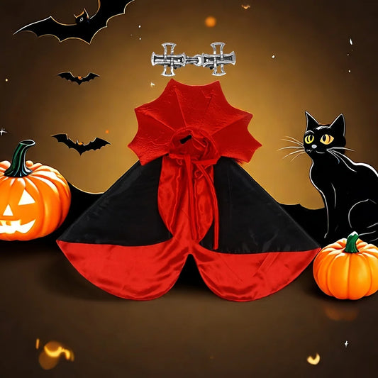 Spooky Halloween Vampire Cat Costume – Cloak & Hat Festival Set