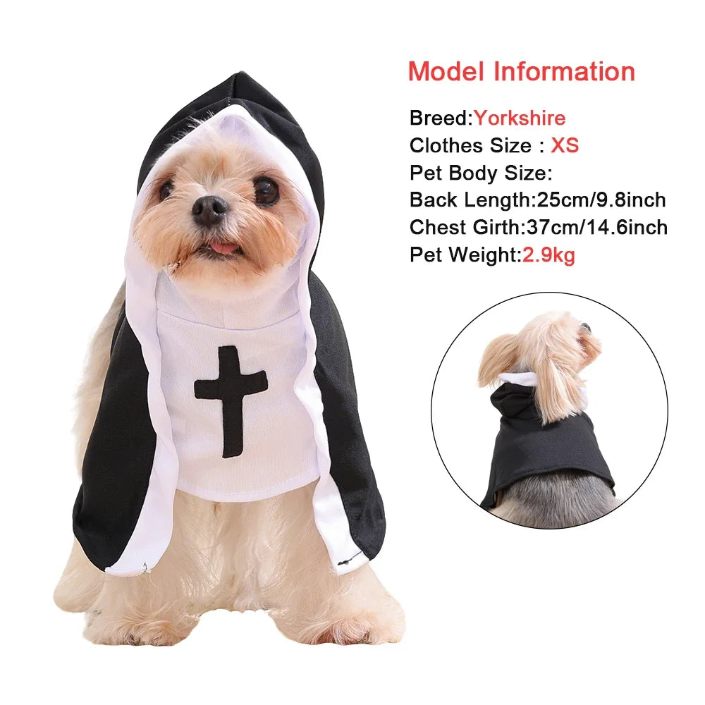 Funny Halloween Cat & Dog Cosplay Costumes – Jesus & Nun Outfits