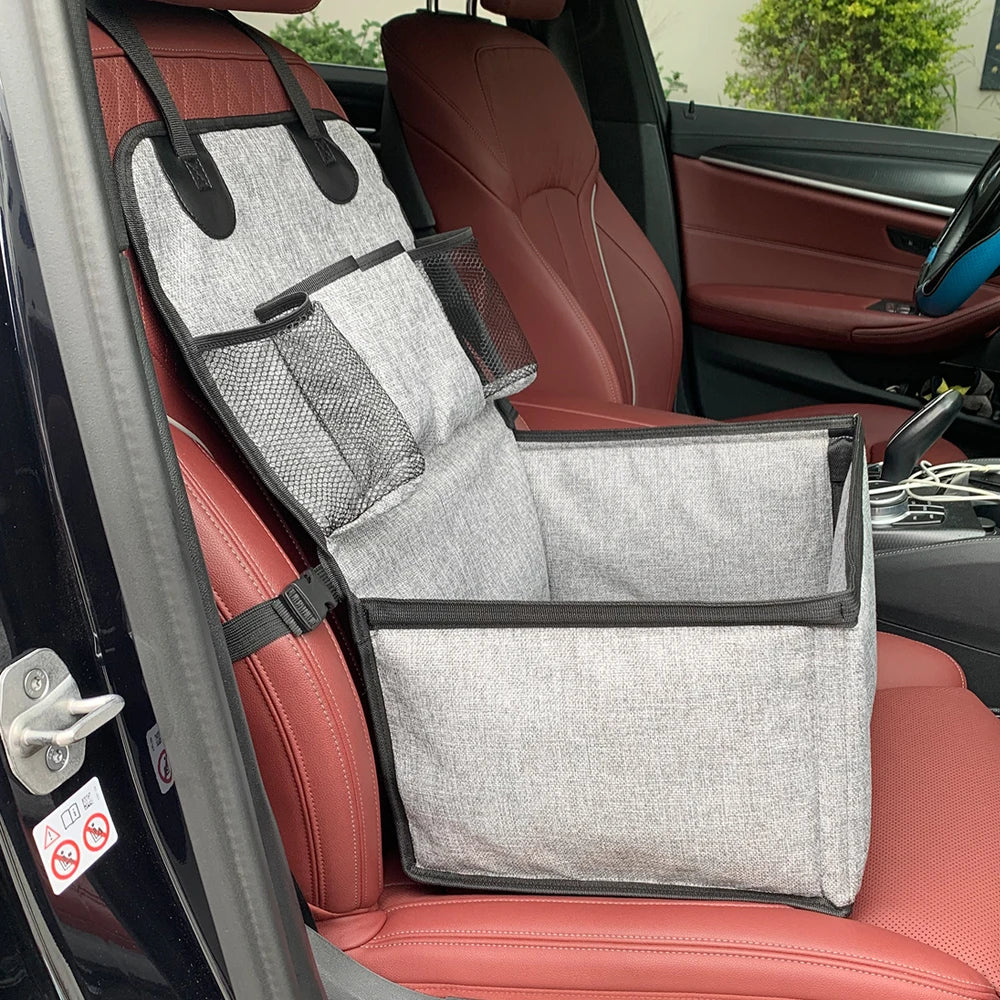 Dog Car Booster Seat – Front Seat Pet Carrier with Storage Pockets