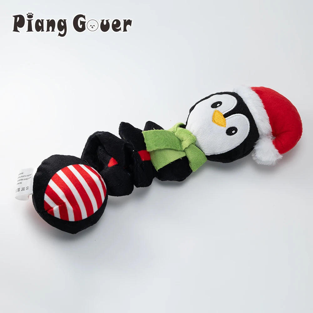 Christmas Elf Penguin Squeaky Dog Toy – Cute Plush Pet Toy