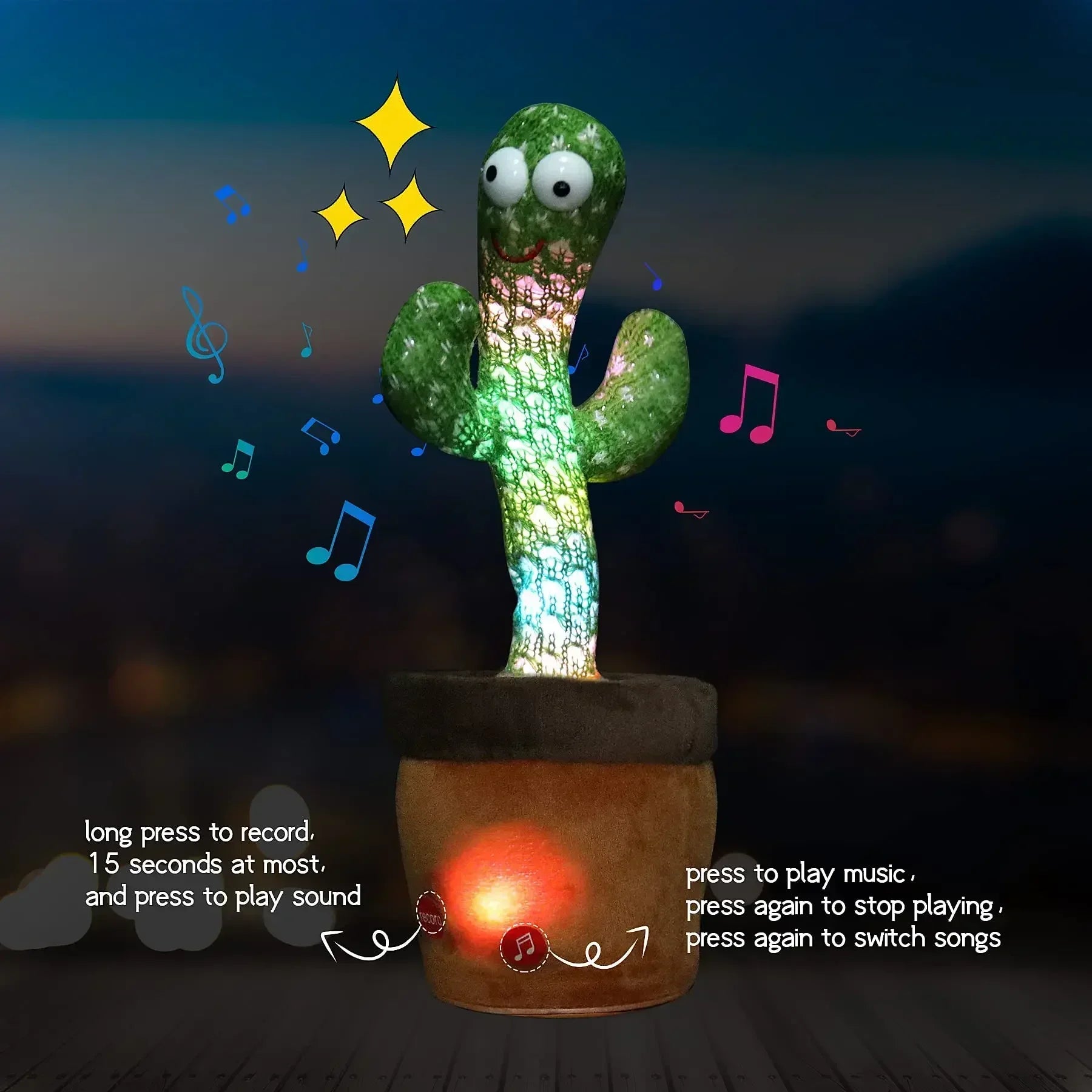 A Cactus Toy That Can Speak, Sing and Dance, Interactive Learning and Music for Children, Supporting Charging and Battery Models