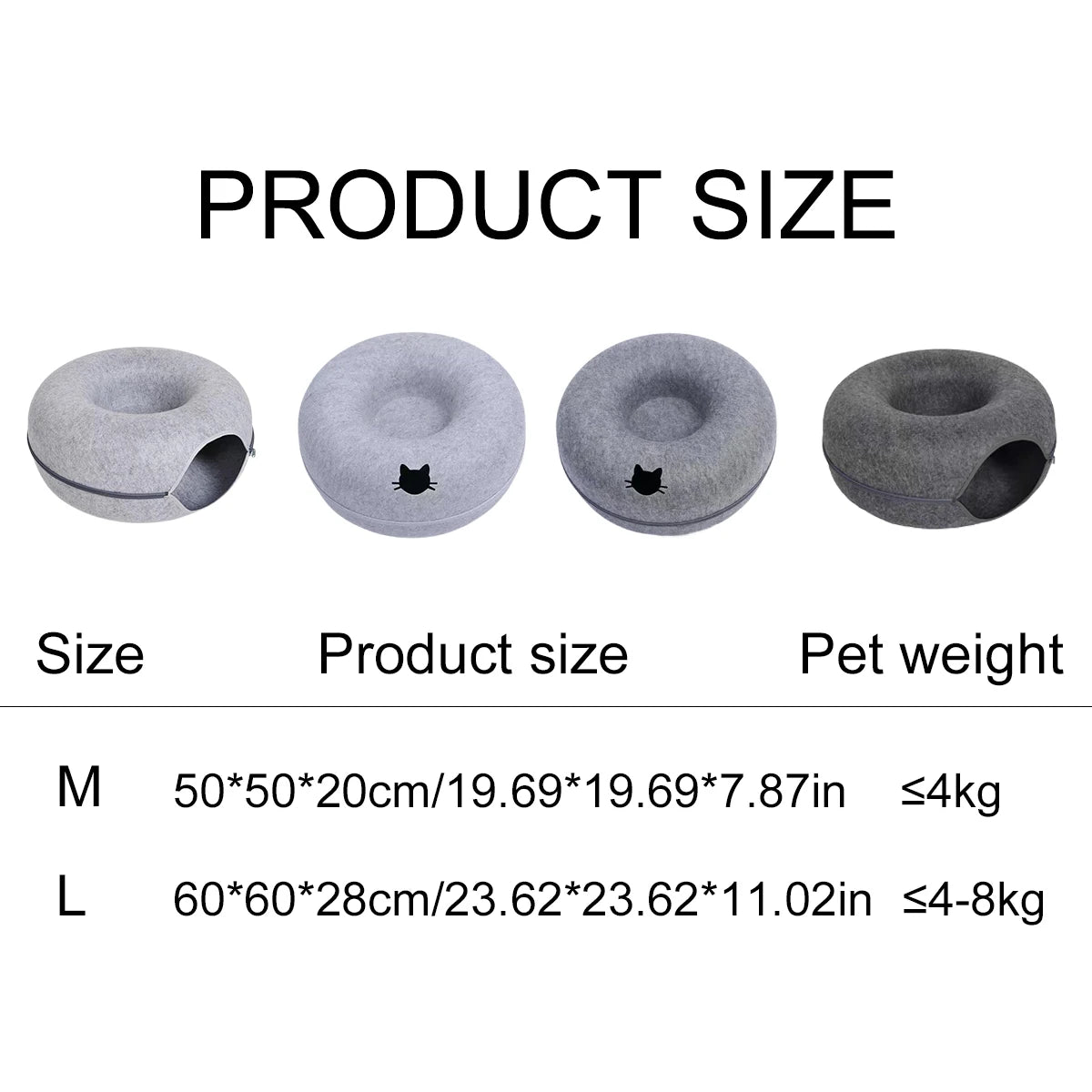 Felt Donut Bed for Cats House With Breather Hole Dog Bed Interactive Play Toys for Cats to Hide 2 in 1 Tunnel for Cats Bed - WTN Essentials