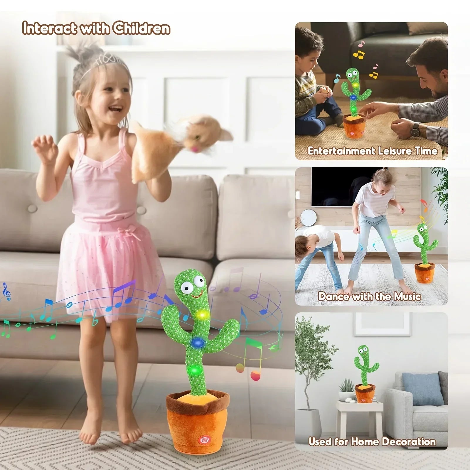 A Cactus Toy That Can Speak, Sing and Dance, Interactive Learning and Music for Children, Supporting Charging and Battery Models