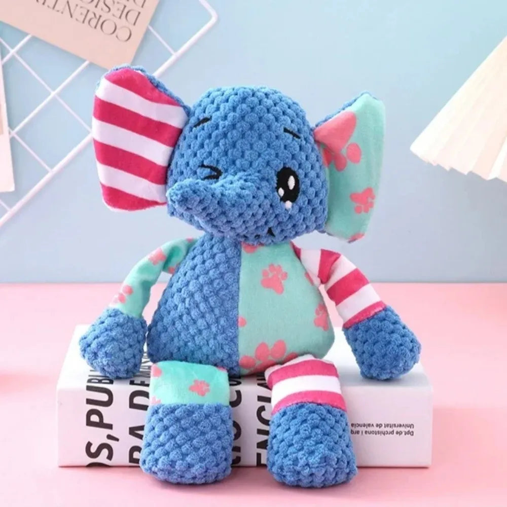Cute Fox & Elephant Plush Dog Toy - Interactive Squeaky Chew & Teeth Cleaner