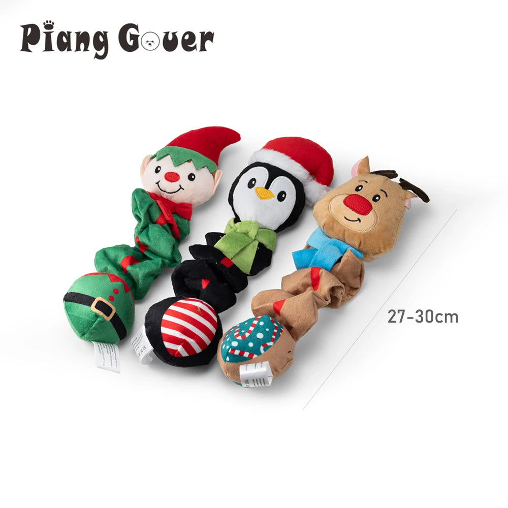 Christmas Elf Penguin Squeaky Dog Toy – Cute Plush Pet Toy
