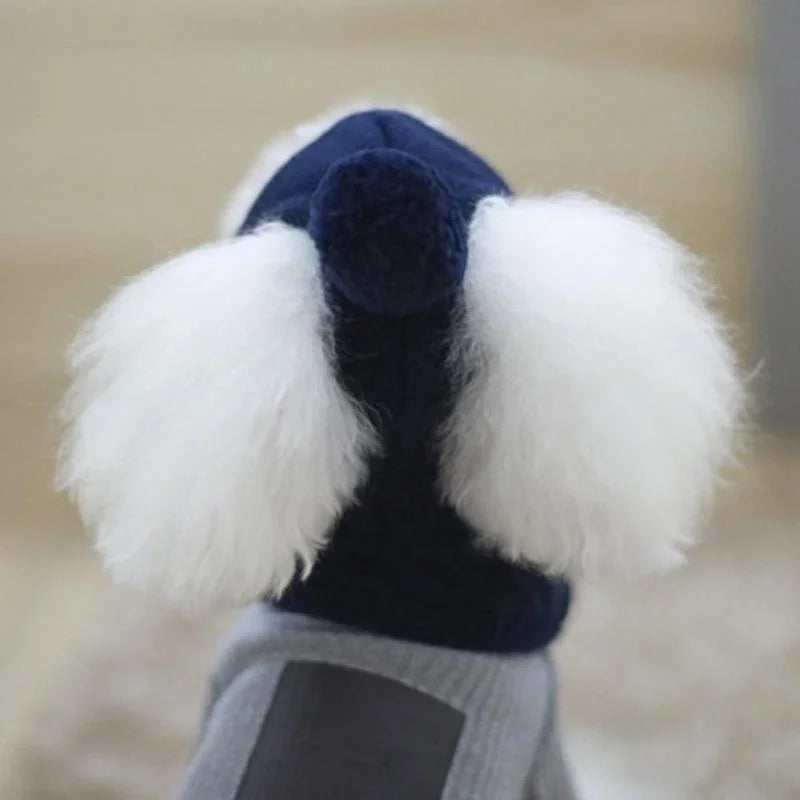 Winter Warm Knitted Dog Hat & Scarf Set – Cozy Striped Puppy Christmas Costume