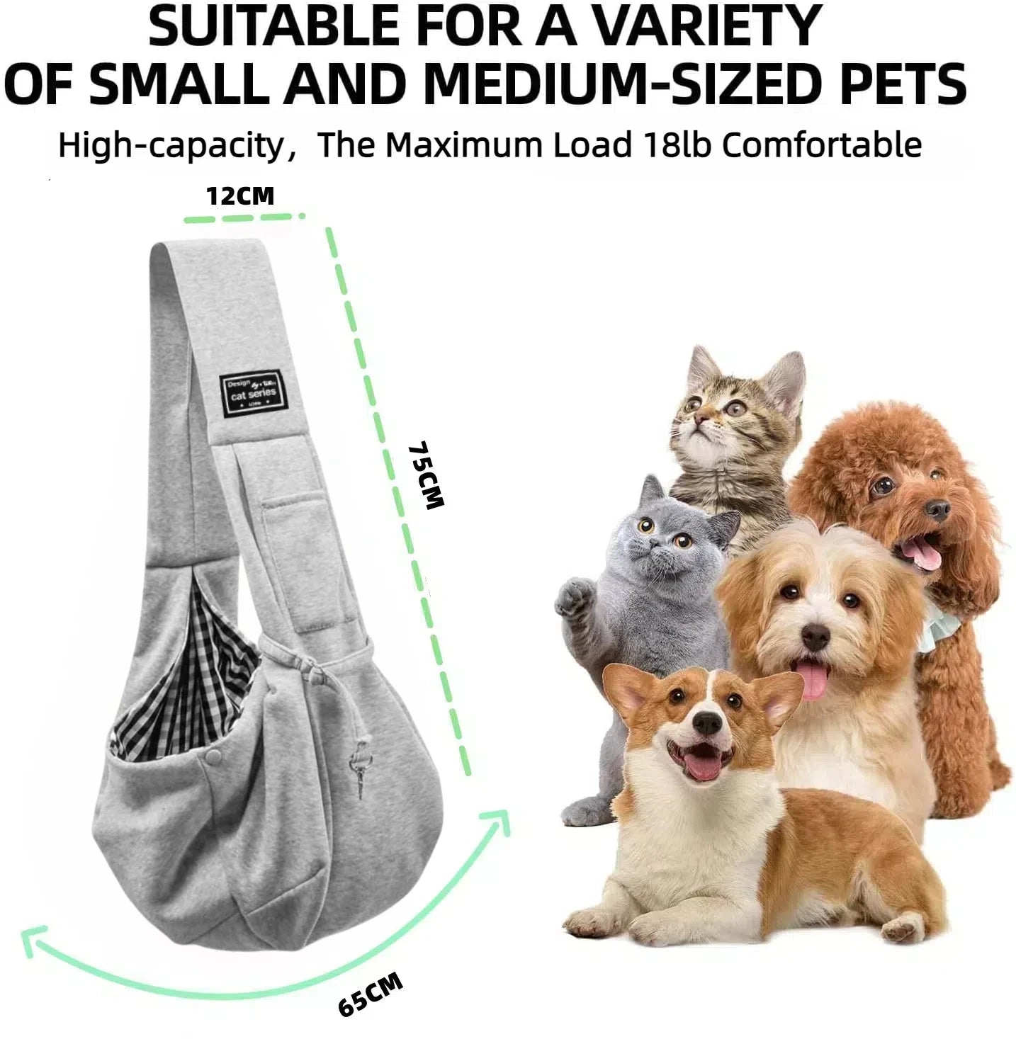 Cotton Dog Sling Carrier – Comfortable Crossbody Pet Travel Bag