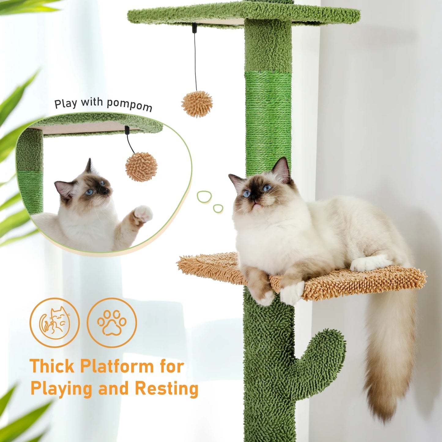 5-Tier Cat Tree Tower with Scratching Posts & Hammock