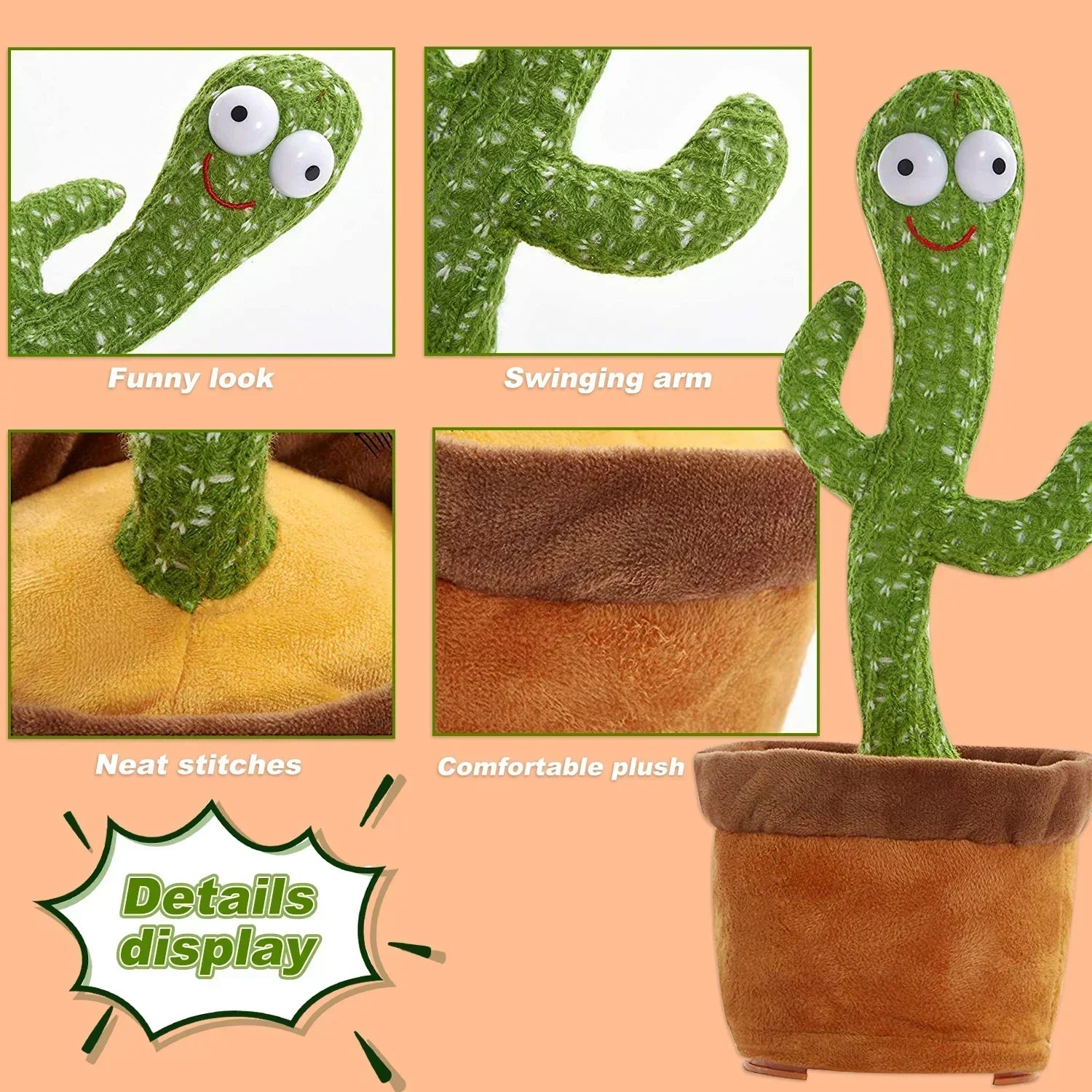 A Cactus Toy That Can Speak, Sing and Dance, Interactive Learning and Music for Children, Supporting Charging and Battery Models