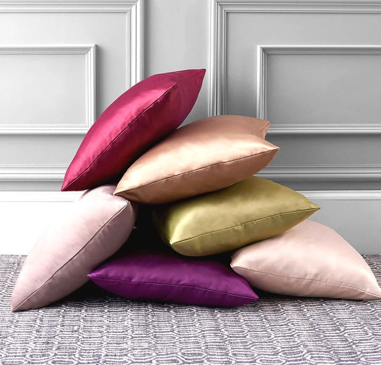 Imitated Silk Pillow Case 100% Satin Cushion Cover 50X50 Solid Pillowcase 60x60cm Home Decor for Sofa Chair 45x45 40X40 Smooth