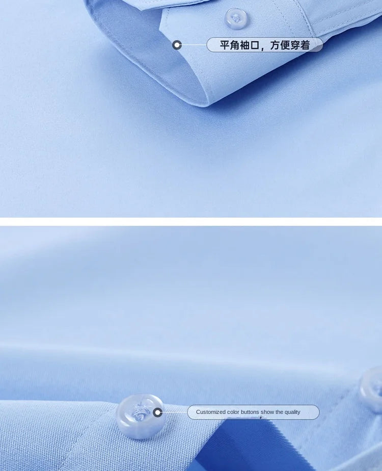 BAMBOOPLE New Fashion Non-iron Shirt Anti-wrinkle Classic Solid Business Casual Soft Wear Long Sleeve Shirts for Men AEchoice