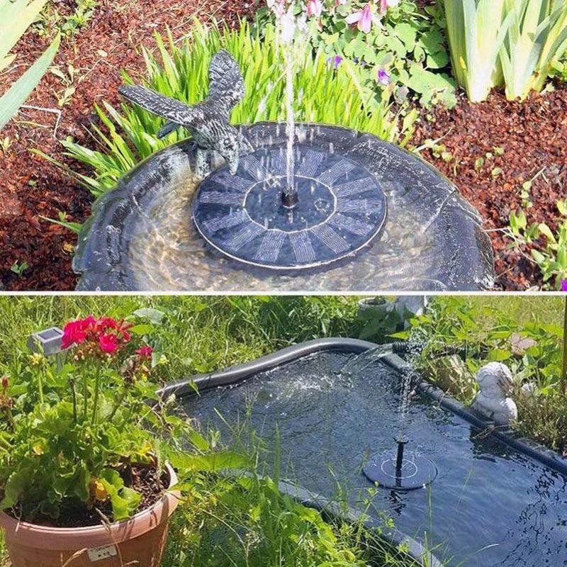 Birds near a working solar fountain