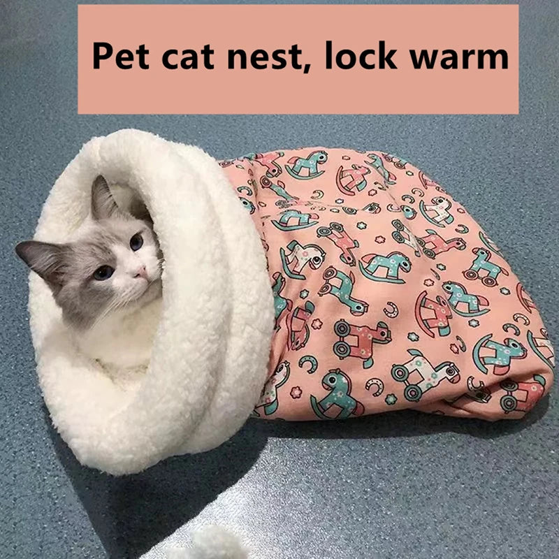 Christmas Warm Cat Kennel – Cozy Closed Cat Bed & Winter Sleeping Bag